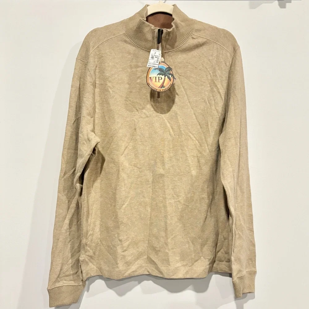 Jos A Bank Men Quarter Zip Medium Pullover Cotton Sweater Old‎ Money Soft 20471
